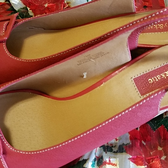 RED LEATHER WEDGES - Picture 4 of 5